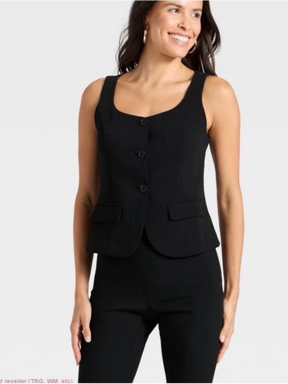 Women's Signature Crepe Scoop Vest - A New Day Black
